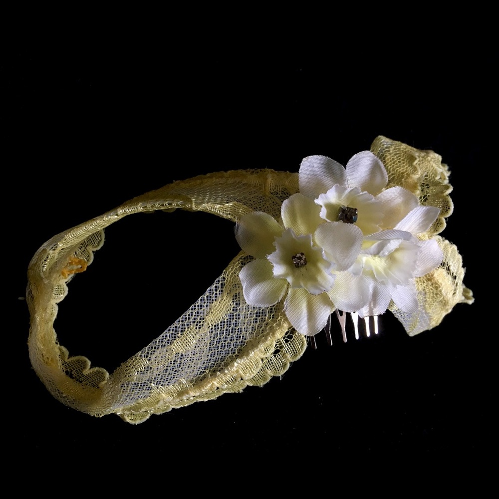 Yellow Lace Fascinator Inspired By Mrs Maisel - Picture 8 of 8
